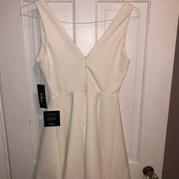 Lulu’s White V-neck Skater Dress - Picture 8 of 10
